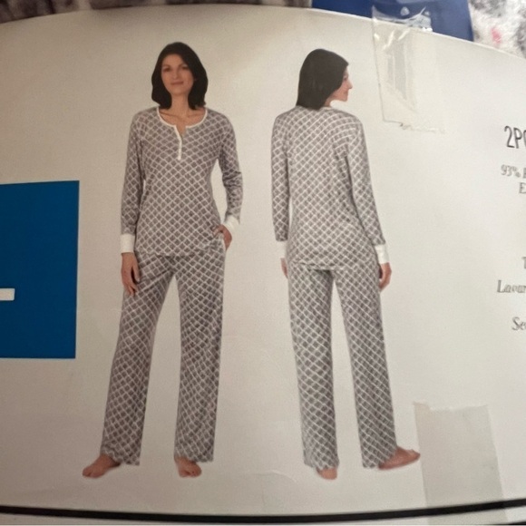 NEW-NAUTICA 2Pc SuperSoft Feather Touch Fleece Pajama Sleepwear Set Grey/White L - Picture 9 of 13